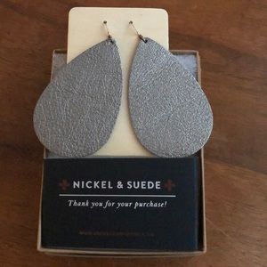 Gun metal leather earrings